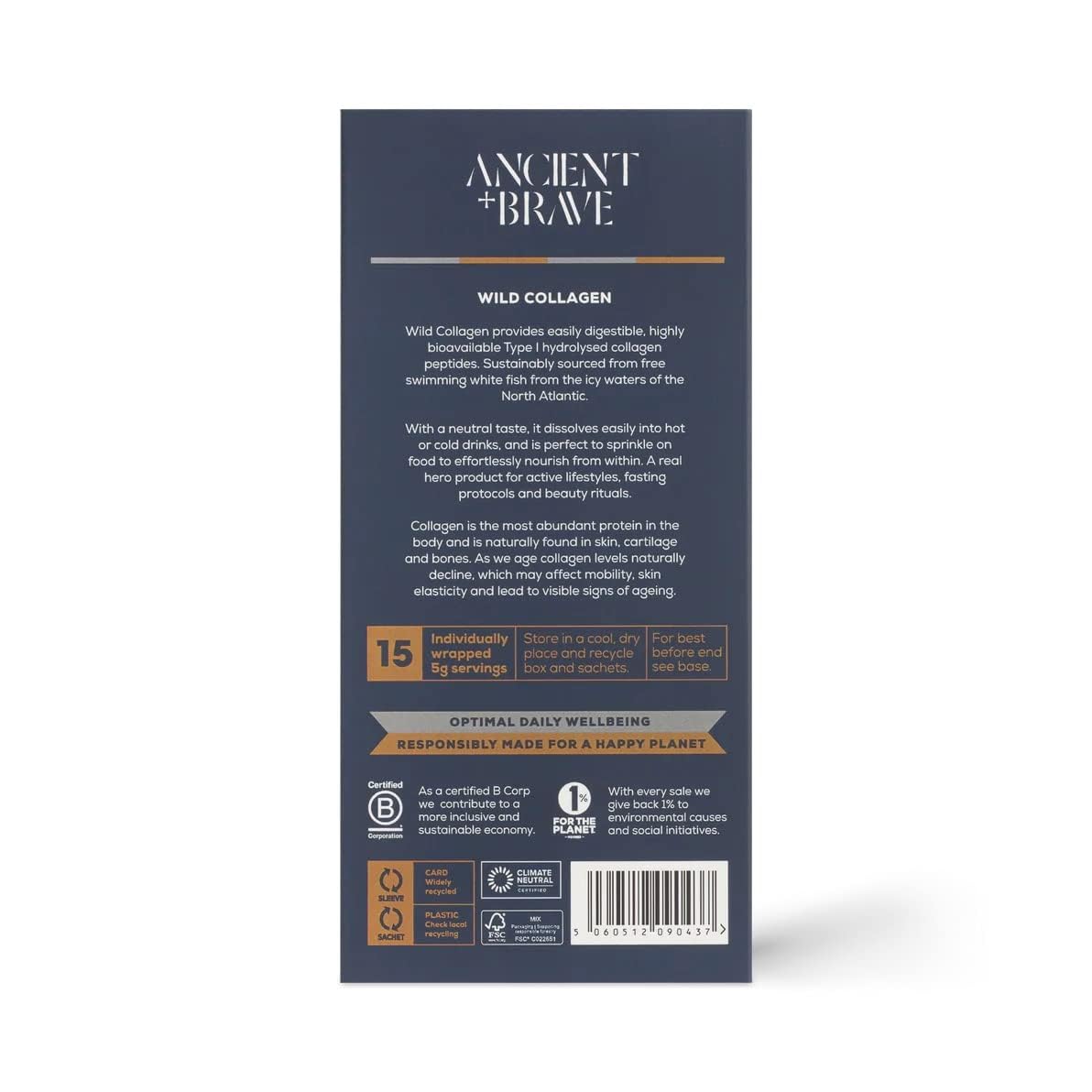 Ancient + Brave Wild Collagen Sachets 15 x 5g - Wild Caught Marine Collagen Powder Ancient + Brave uk supplements