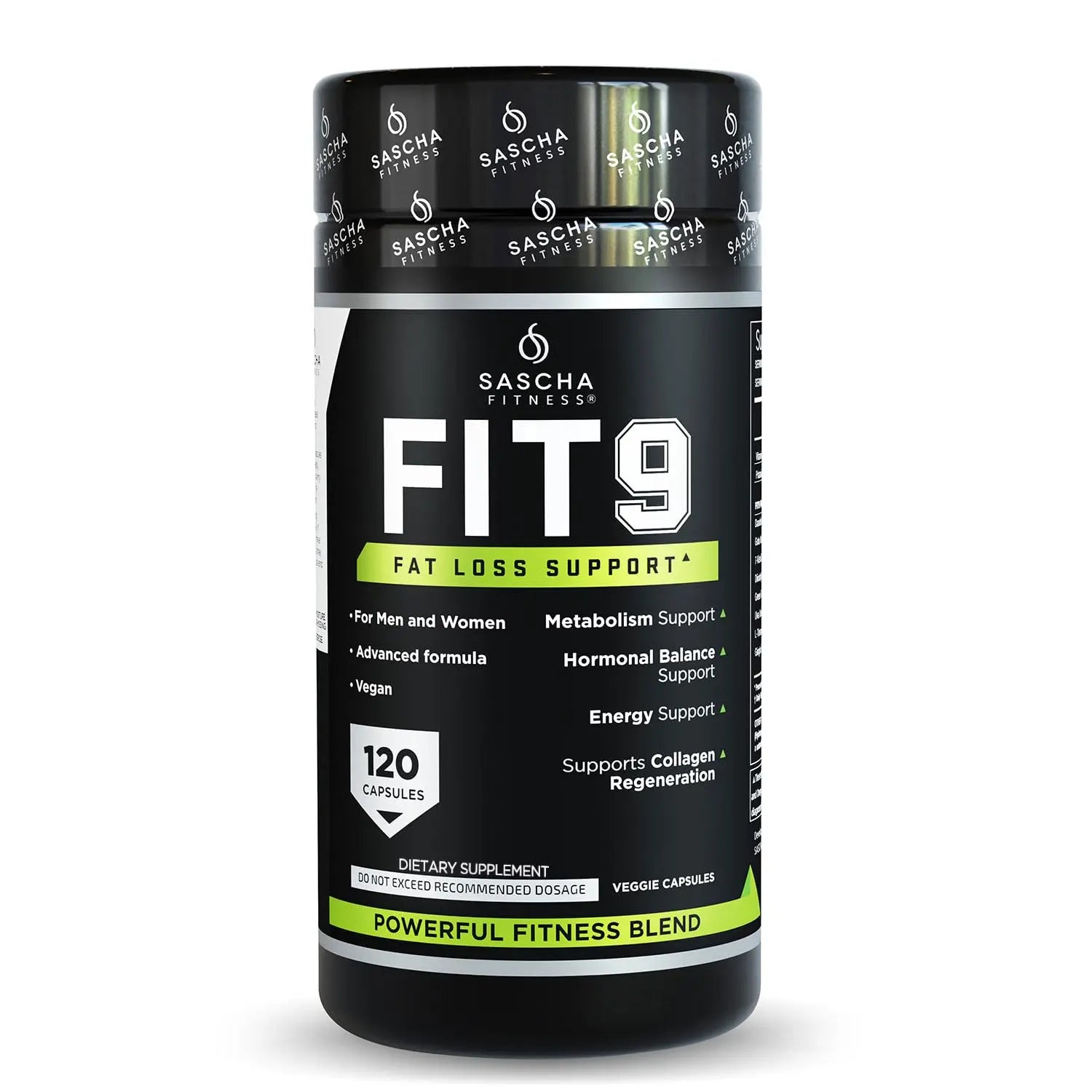 Sascha Fitness Fat Loss pills | Collagen support | Fluid Balance | FIT9 Ingredients: 7Keto + Uva Ursi, Gotu Kola, L-Theanine,Gingko Biloba,DIM,Green Tea | Weight Loss Supplements-Vegan-120 Natural Cap SASCHA FITNESS uk supplements