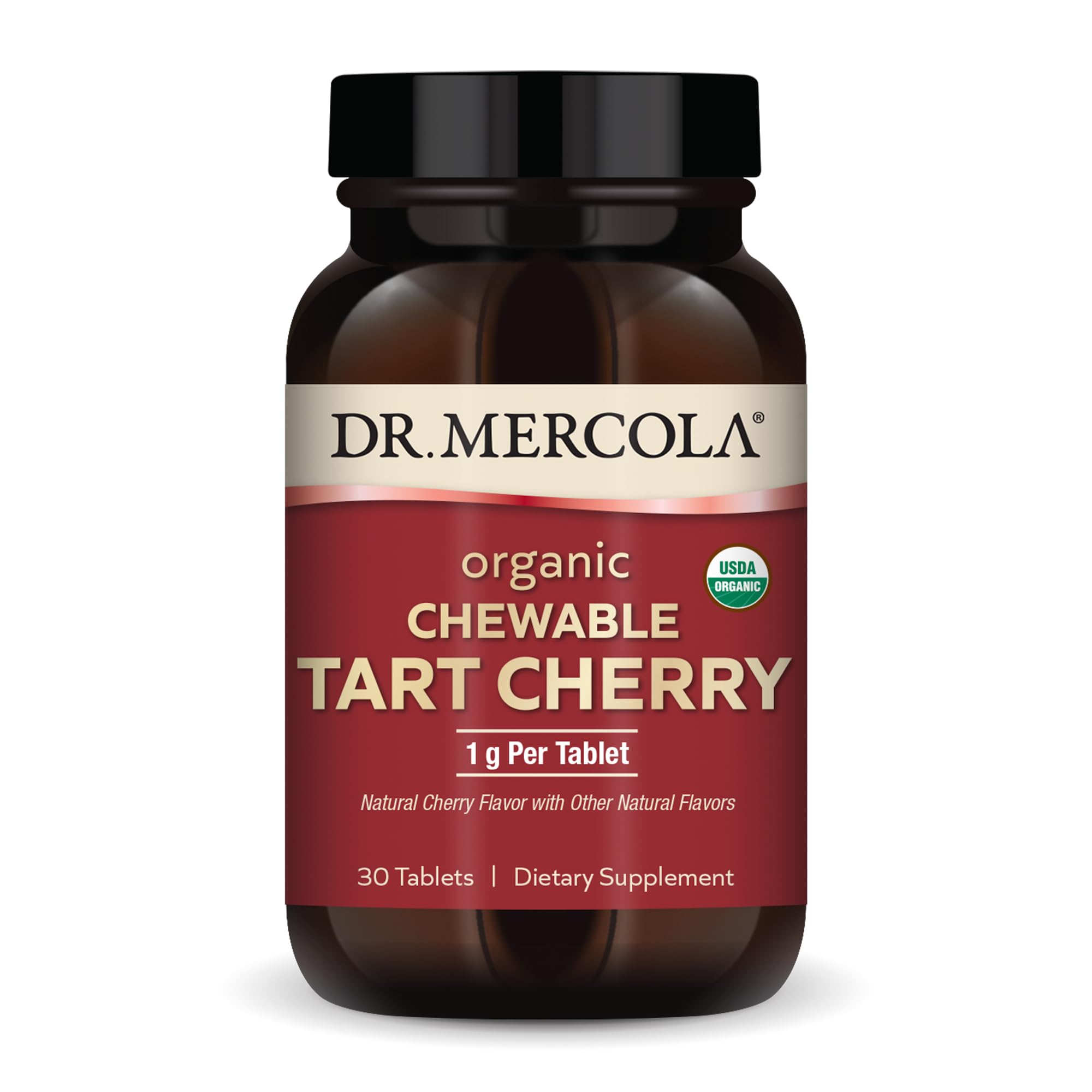 Dr. Mercola Organic Chewable Tart Cherry - Antioxidant Support - Made from Whole-Fruit Montmorency Cherries - USDA Organic - Stevia Sweetened - 30 Tablets Dr. Mercola uk supplements