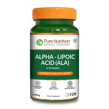 Pure Nutrition Alpha Lipoic Acid 600mg + Vitamin E | 120 Caps | Powerful Antioxidant to Support Nerve & Heart Health*. | Non-GMO PURE NUTRITION NATURAL TREASURES uk supplements