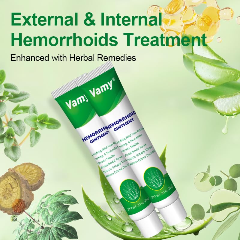 vamy Hemorrhoid Ointment (2 x 20g Tubes), 40g - Maximum Strength Formula for Hemorrhoidal Fast Relief, Soothes Itching, Burning & Discomfort vamy uk supplements