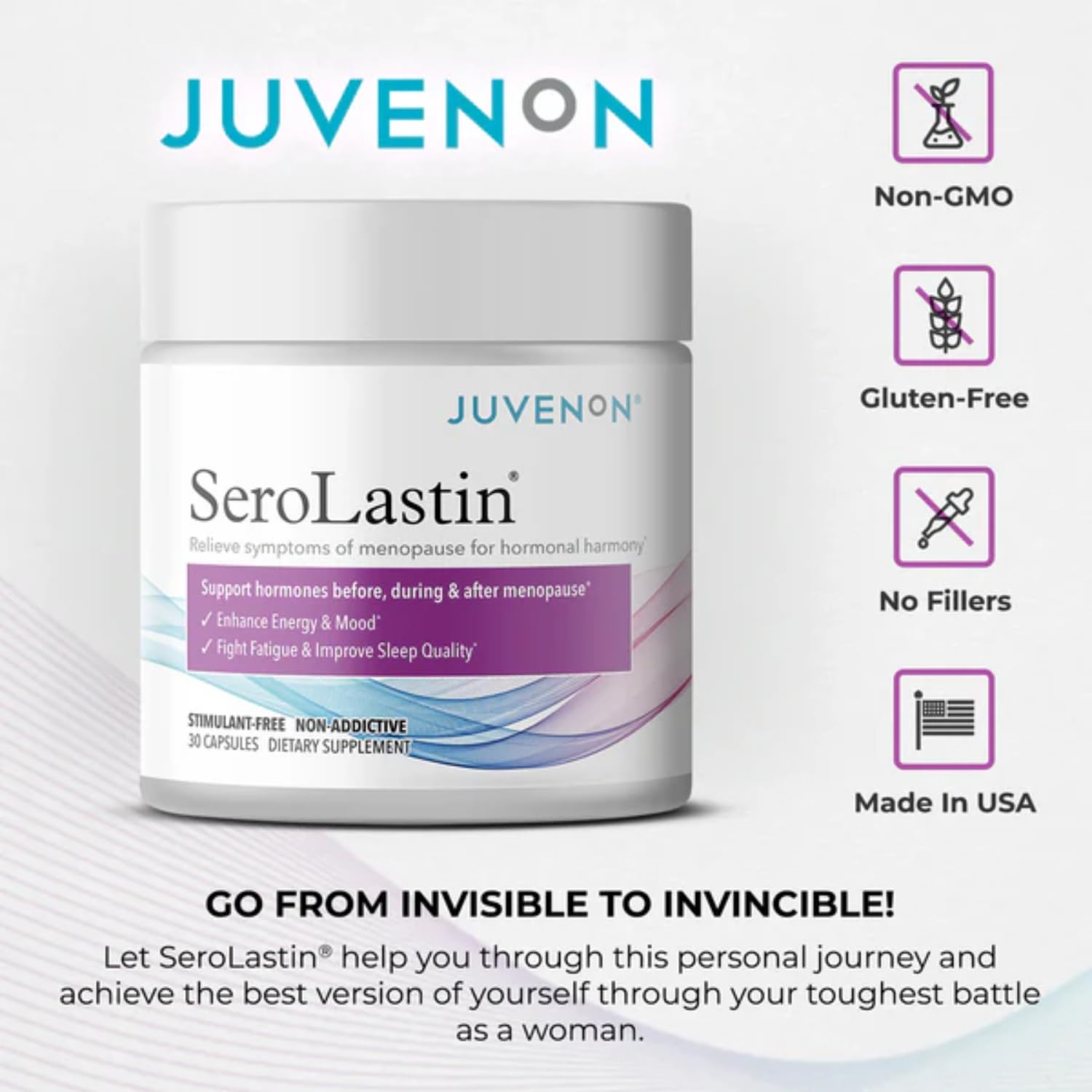 Juvenon Menopause Supplements for Women Mood Support, Hot Flashes Relief, Peri-Menopausal Support, Hormone Balance, Promote Calm, Energy, Clarity, Sleep, Natural Herbal Supplement, (30 Capsules) Juvenon uk supplements