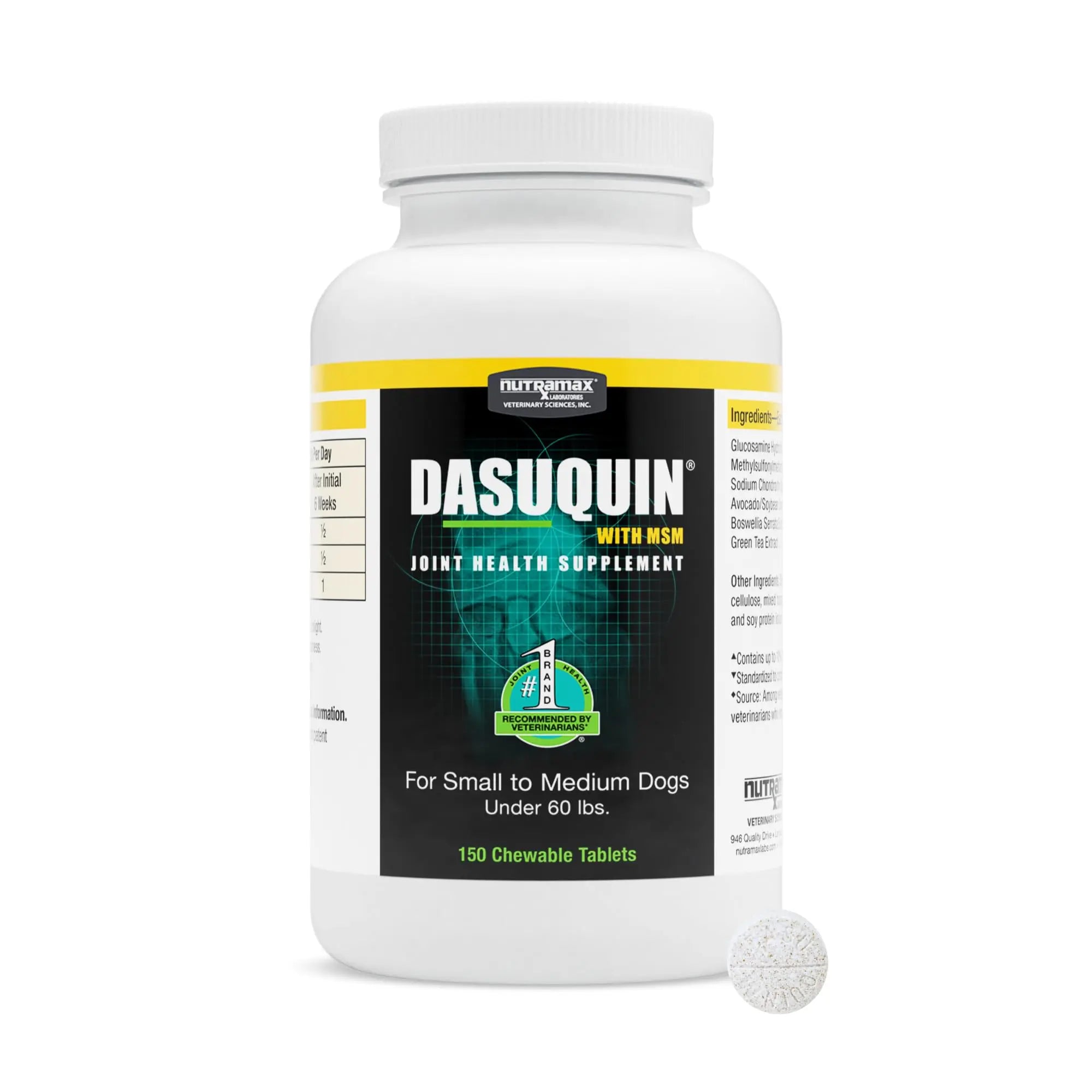 Nutramax Dasuquin for Small to Medium Dogs, Joint Health Supplement, Contains Glucosamine for Dogs, Plus Chondroitin, ASU, MSM and More, Supports Healthy Joints, Chewable Tablets, 150 Count Nutramax Laboratories uk supplements