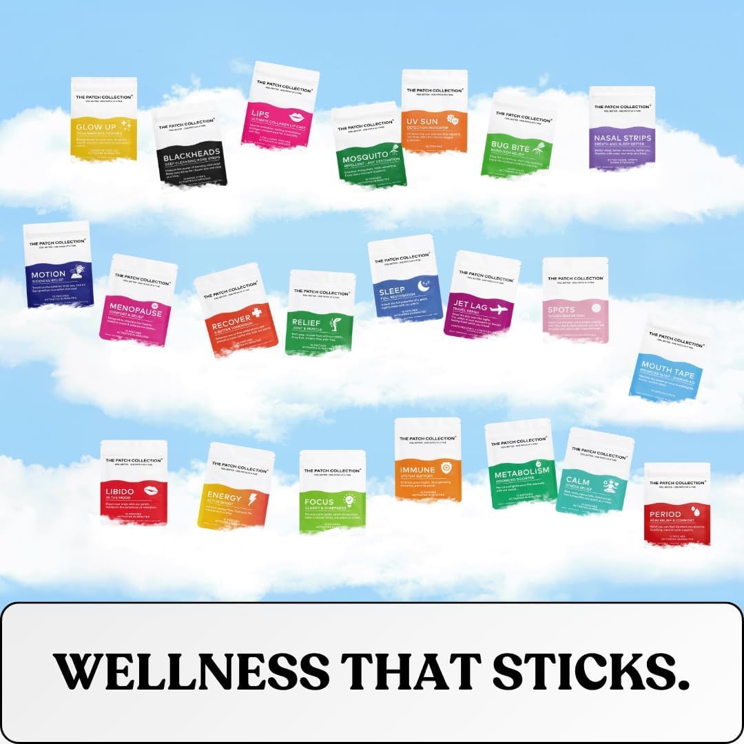 The Patch Collection® - Jet Lag Patch for Day & Night Time Zone Changes | Melatonin, Valerian Root, Passion Flower, Magnesium, Vitamin B1, B2, B3, Turmeric | 100% Natural & Vegan (Pack of 4) The Patch Collection uk supplements