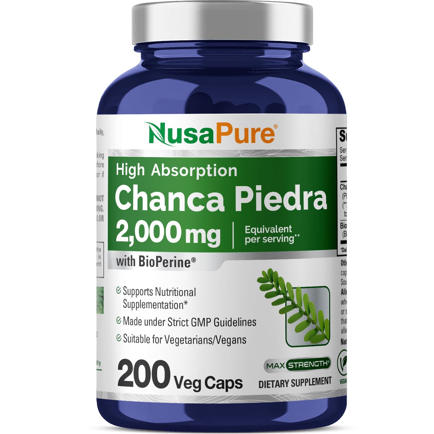 NusaPure Chanca Piedra 2000mg | 200 Veggie Caps | Herbal Extract Supplement | Extract 10:1, Non-GMO, Bioperine & Vegan | 100 Servings per Bottle NusaPure uk supplements