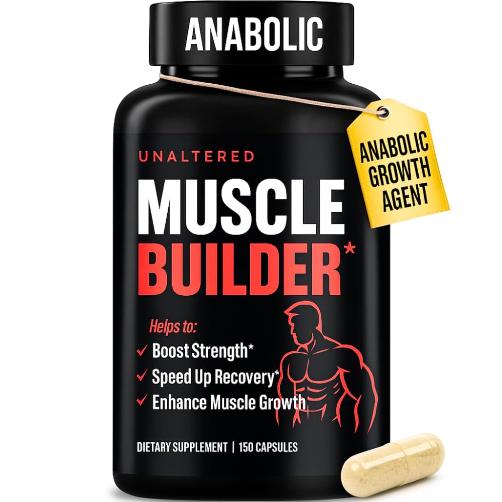 UNALTERED Anabolic Muscle Builder for Men - Growth, Size, Strength - Natural Muscle Building Supplement & Energy Booster - Tribulus Terrestris, Ginseng, Vitamin D3, Ashwagandha - 150 Capsules UNALTERED uk supplements