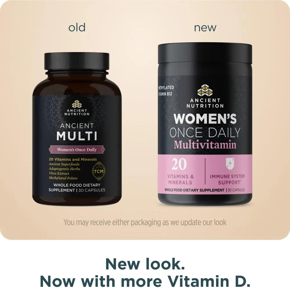 Ancient Nutrition Multivitamin for Women, Women's Once Daily Supplement, Methlyated Vitamin B, C, K2, Magnesium, Folate & Iron, Supports Bone Health, 30 Count Ancient Nutrition uk supplements