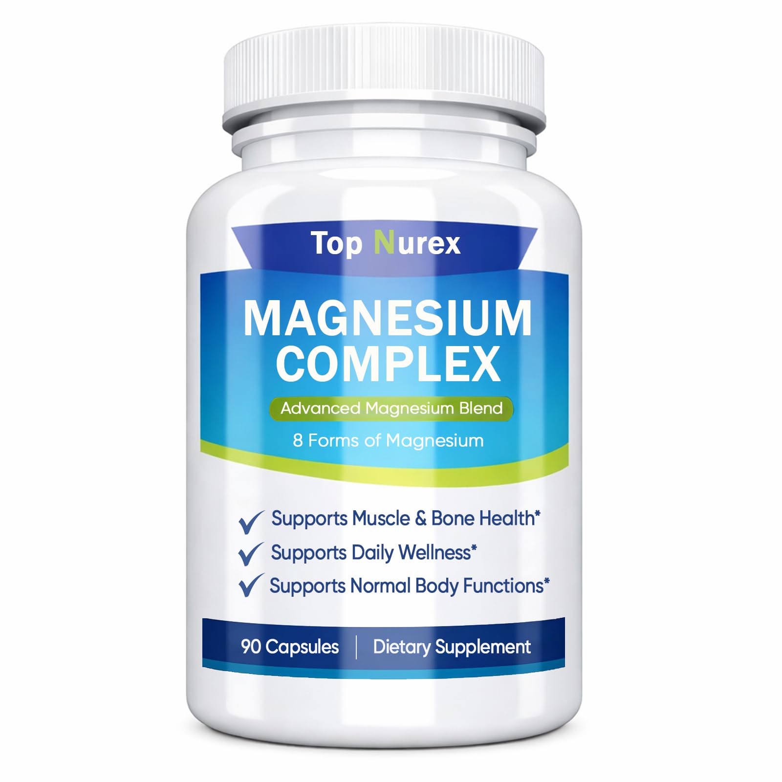 Top Nurex Magnesium Complex 1000 mg, 8-Source Magnesium Blend with Glycinate, Citrate, Malate & Taurate, Vegan Non-GMO Formula, 90 Capsules Kunnozz uk supplements