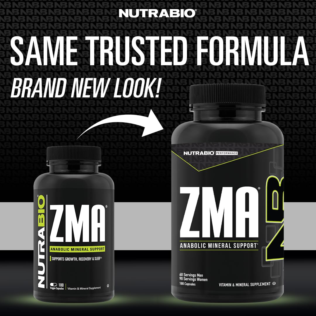NutraBio ZMA Supplements for Men & Women- Zinc Magnesium Supplements to Support Hormone Levels, Peak Performance, Sleep, Muscle Recovery, Immune Health, 180 Ct. NutraBio uk supplements