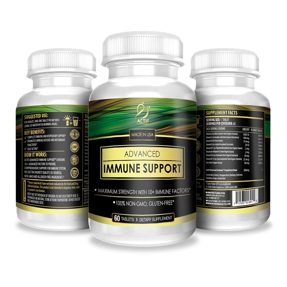Actif Advanced Immune Support with 10+ Factors for Immunity Booster - 100% Natural, Non-GMO, 60 count ACTIF uk supplements