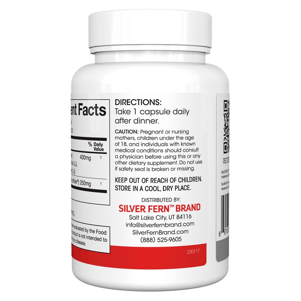 Silver Fern Regularity Digestive Supplement Capsules Brand - 1 Bottle = 30 Capsules = 30 Day Supply - Mucosave FG (Prickly Pear Polysaccharides & Olive Leaf Polyphenols) & SunFiber Silver Fern uk supplements