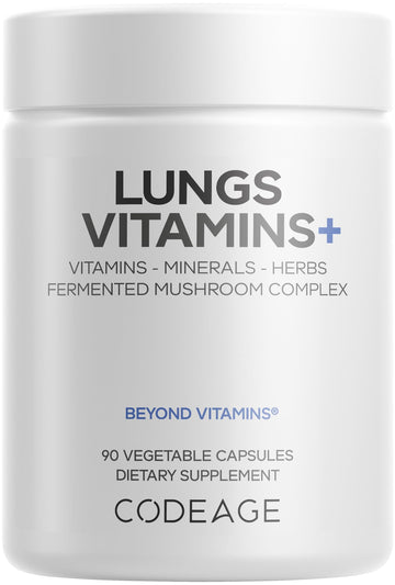 Codeage Lungs Vitamins, A, C, D, E, B6, Milk Thistle Lung Supplement, Zinc & Magnesium, Cordyceps, Reishi, Chaga, Poria, Tylophora, Ginger, Peppermint Leaf Organic Herb Cleanse - Non-GMO - 90 Capsules Codeage uk supplements