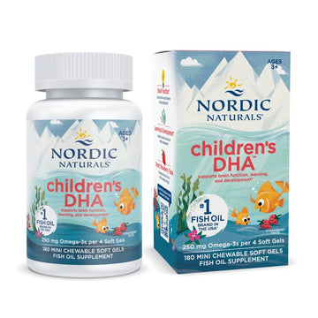 Nordic Naturals Children’s DHA, Strawberry - 360 Mini Chewable Soft Gels for Kids - 250 mg Omega-3 with EPA & DHA - Brain Development & Function - Non-GMO - 90 Servings Nordic Naturals uk supplements