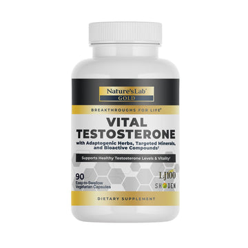 Nature's Lab Gold Vital Testosterone with Adaptogenic Herbs, Targeted Minerals and Bioactive Compounds* - Supports Healthy Testosterone Levels & Vitality* - 90 Capsules (30 Day Supply) Nature's Lab uk supplements