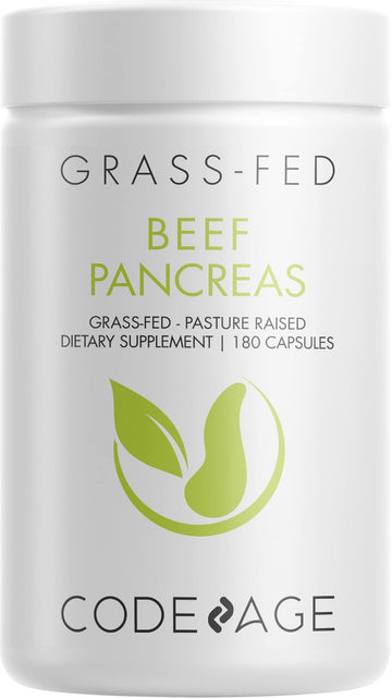 Codeage Grass Fed Beef Pancreas Supplement Glandulars - Freeze Dried, Non-Defatted Desiccated Beef Pancreas Pills – Pancreatic Enzymes Diet Meat - Pasture Raised Bovine Vitamins - 180 Capsules Codeage uk supplements