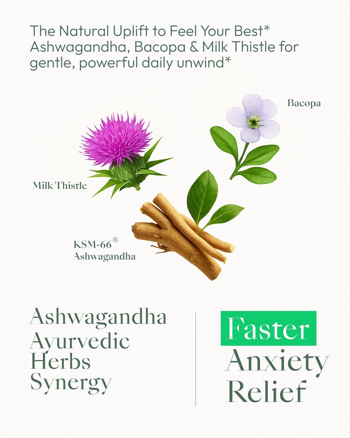 Upbe Ashwagandha Supplements for Women & Men - KSM-66® with Bacopa & Milk Thistle, 60 Vegan Capsules - Stress Relief, Mood, Cortisol Support, Extra Strength Ashwagandha Capsules Upbe uk supplements