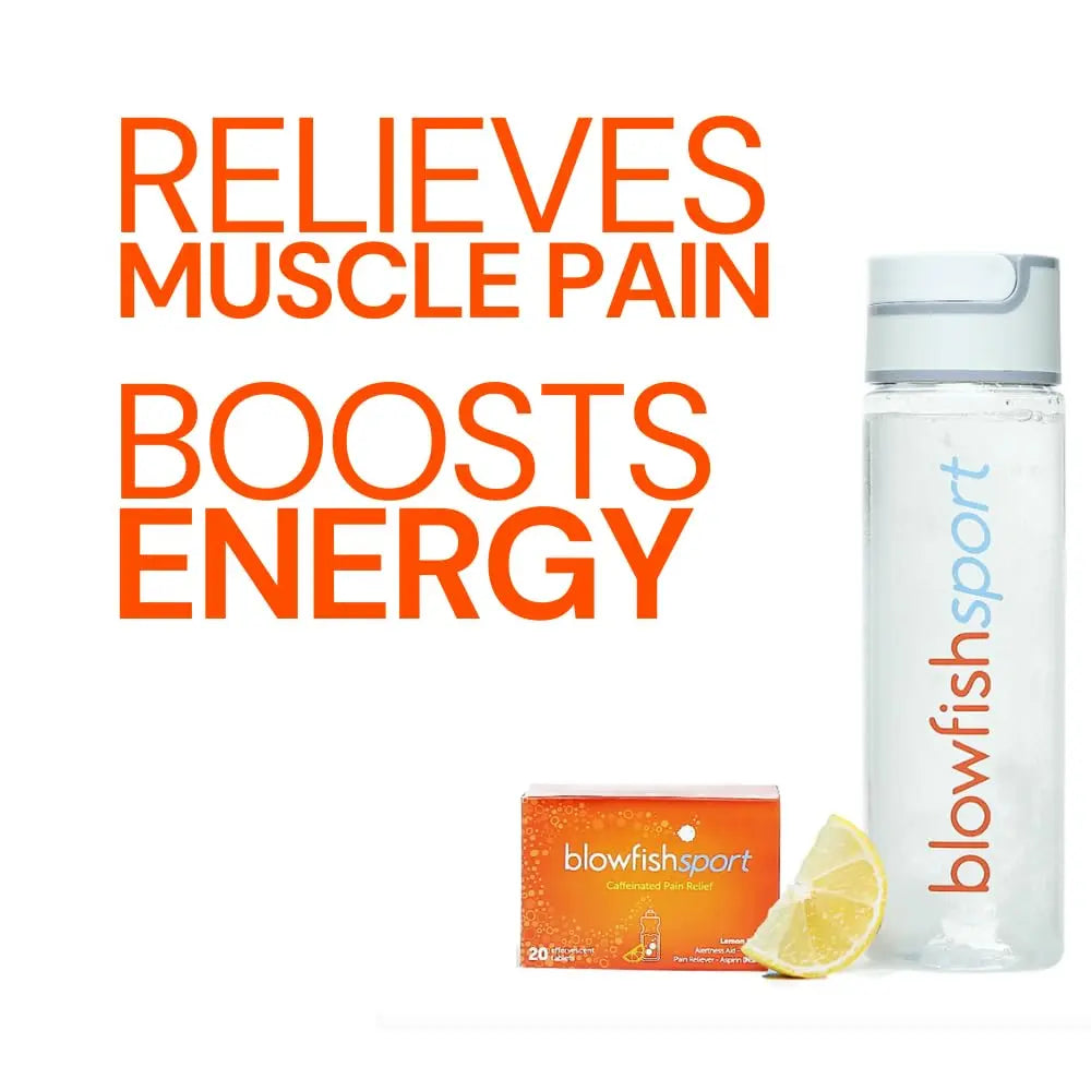 Blowfish Sport | Pain Relief for Athletes | Eases Sore Muscles | Boosts Energy | Effervescent Formula Works Fast | Perfect for Morning Workouts Blowfish uk supplements