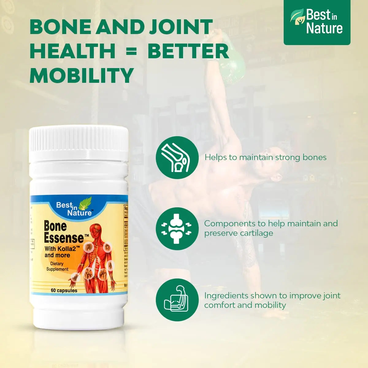 Best in Nature Bone Essense with Kolla2 (Type II Collagen) - Bone and Joint Health Supplement. (60 Count) Best in Nature uk supplements
