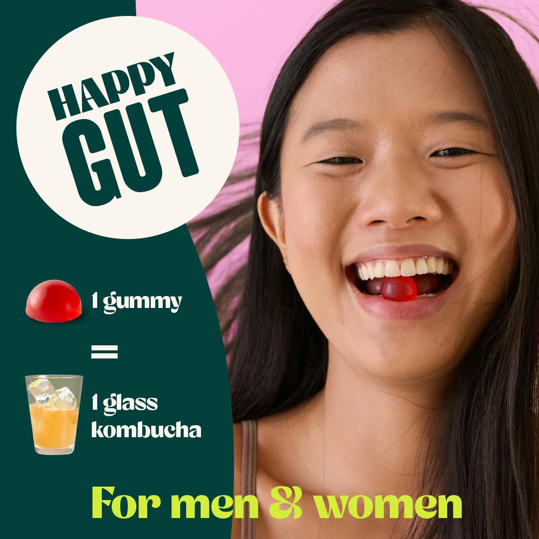 BoochBod - Probiotic Kombucha Gummy - Prebiotics, Probiotics, Postbiotics, Fiber Supplement, Slippery Elm, Dandelion Root, MCT Oil, for Bloating, Gut Health - Probiotics for Women and Men BoochBod uk supplements