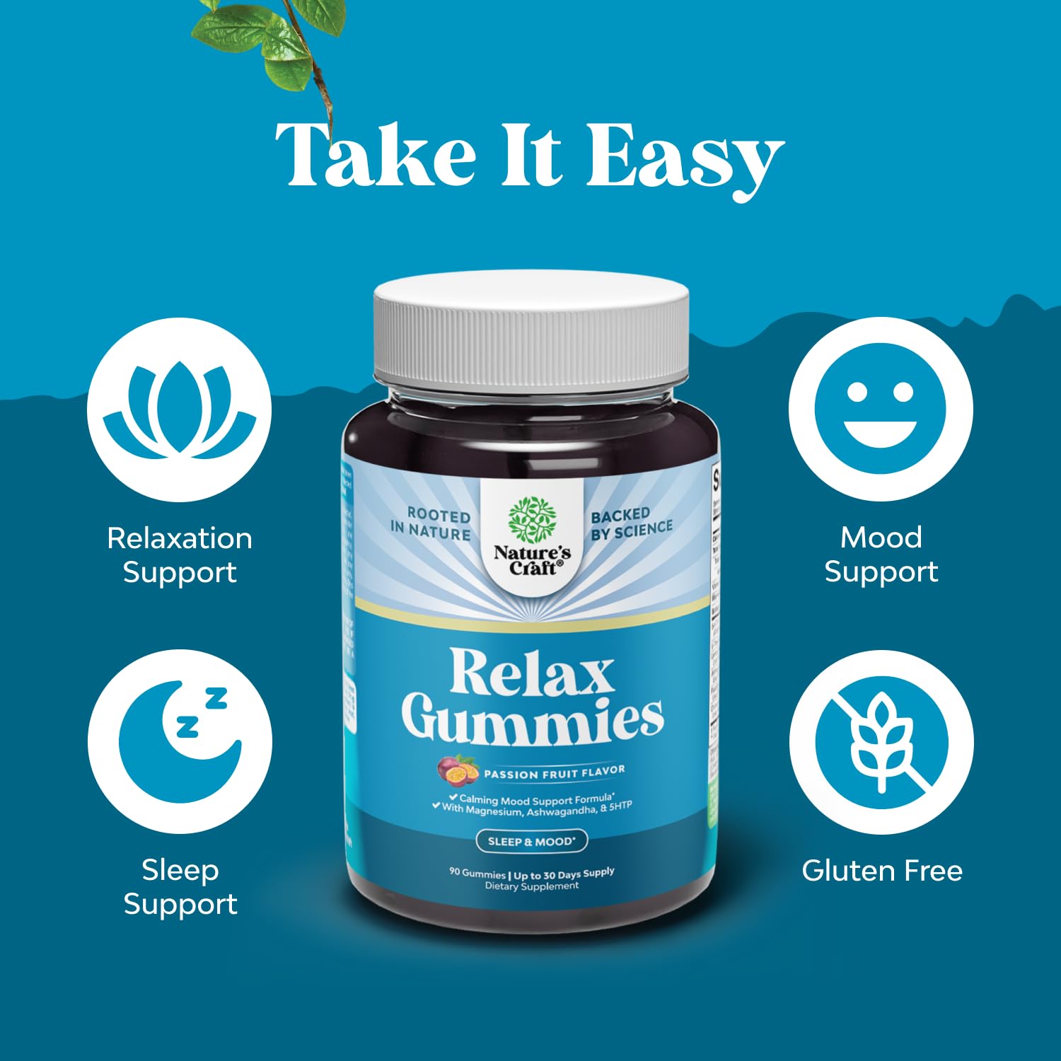 Pure Calm and Relaxing Magnesium Supplement - Magnesium for Stress Support & Rest Ease for Adults - High Absorption Mg Citrate Gummies with L Theanine & Ashwagandha for Muscle Cramps - 90 Count Natures Craft uk supplements