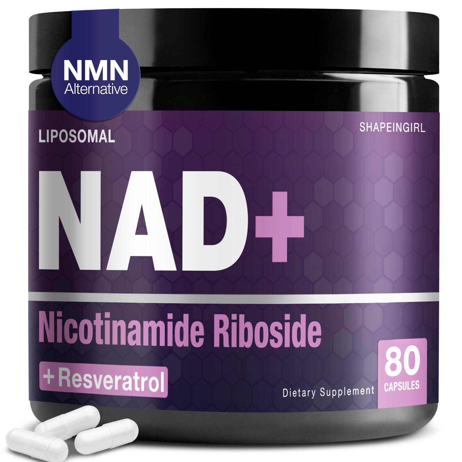 SHAPEINGIRL NAD Supplement - Nicotinamide Riboside Resveratrol 900mg, Liposomal NAD Supplement for Women and Men, NAD Plus Pure Organic SHAPEINGIRL uk supplements