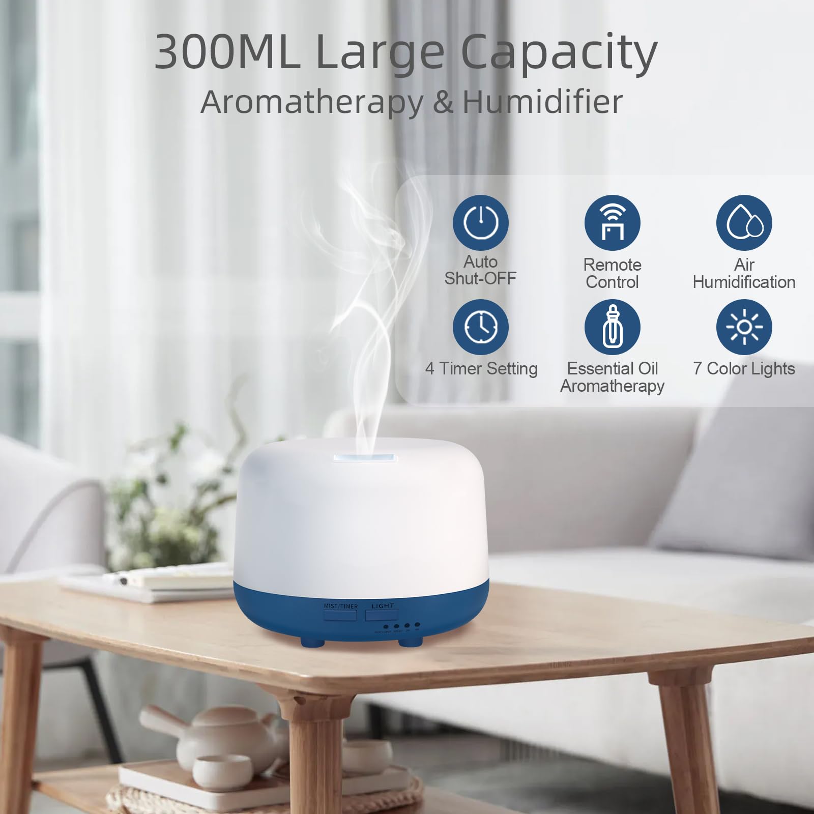 Marchred 300ML Essential Oil Diffuser with Remote Control, 7 LED Color Changing Light Marchred uk supplements