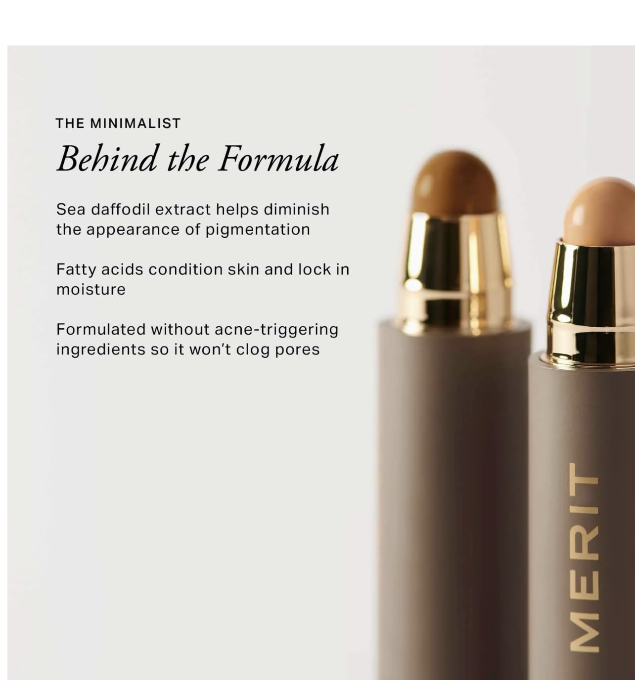 MERIT The Minimalist Perfecting Complexion Foundation and Concealer Stick Camel Merit uk supplements