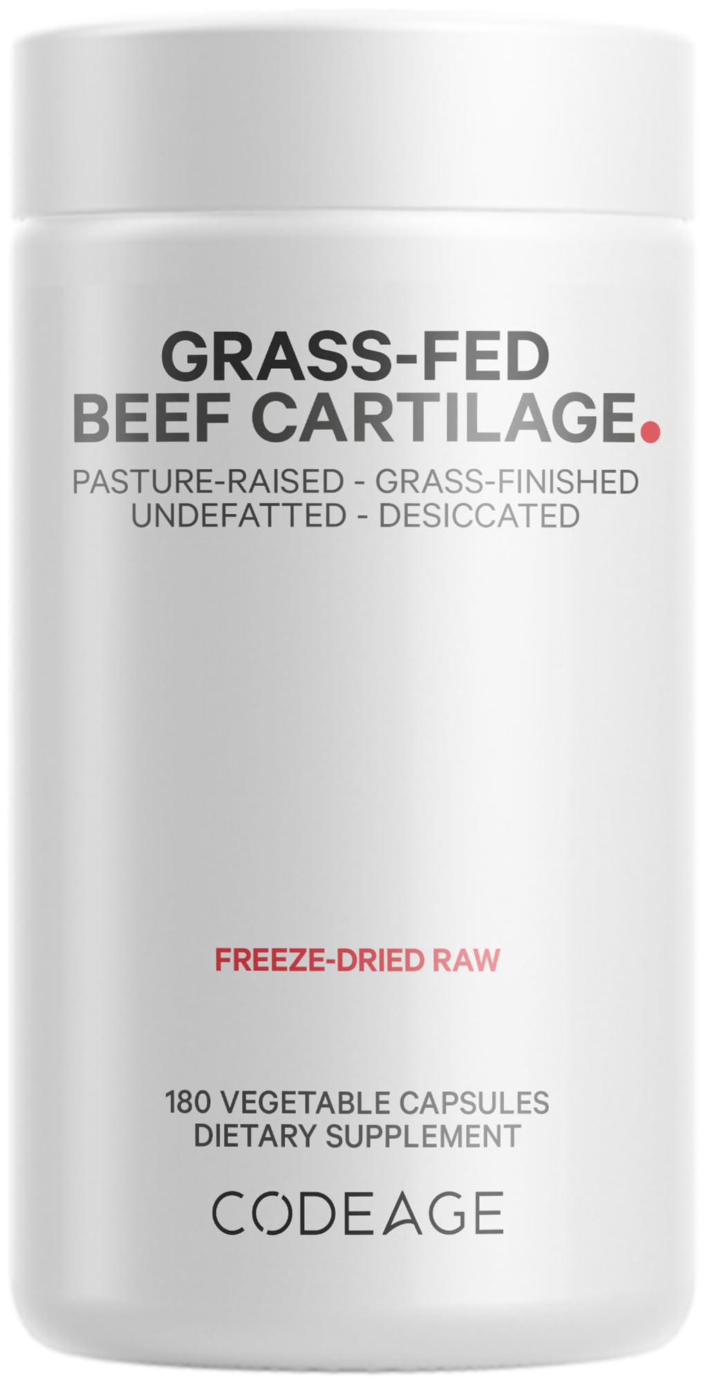 Codeage Grass Fed Beef Cartilage Supplement - Freeze Dried, Non-Defatted, Desiccated Beef Tracheal Bovine Cartilage & Liver Pills – Pasture Raised Argentina Beef Vitamins - Non-GMO -180 Capsules Codeage uk supplements