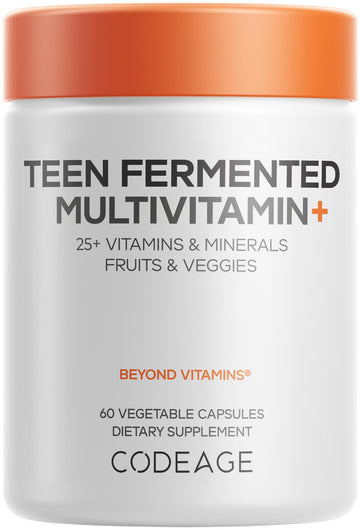 Codeage Teen Multivitamin Supplement – Daily Vitamins and Minerals for Teen Boys and Girls – Organic Whole Food Formula with Omega-3 and Vitamins A to K - 60 Capsules Codeage uk supplements