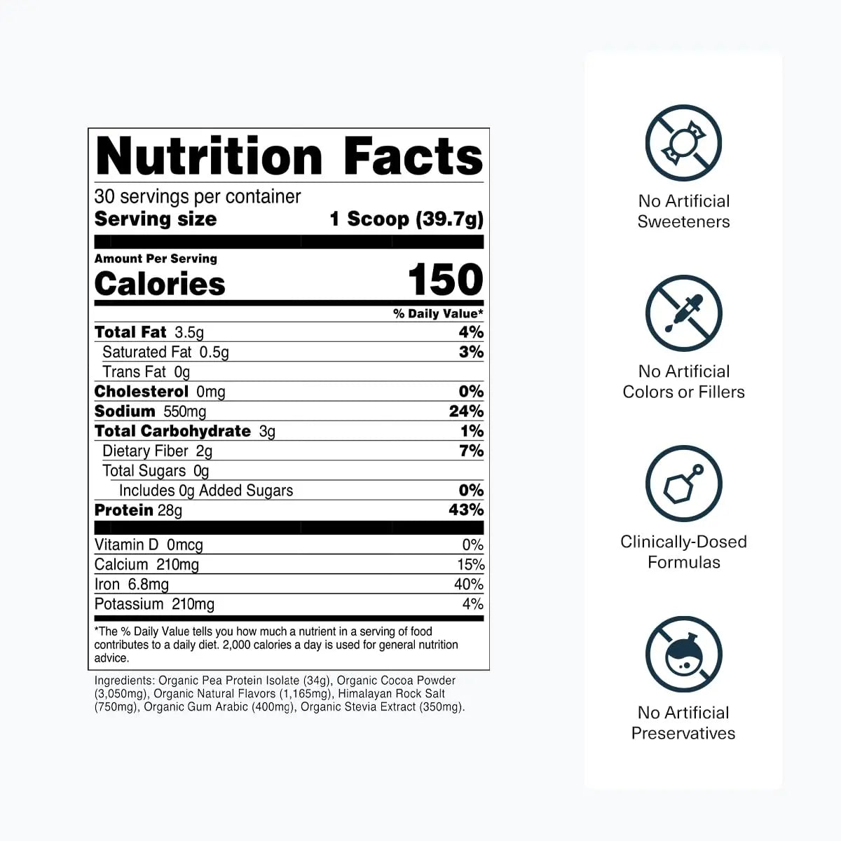 Transparent Labs 100% Pea Protein Powder - 28g Organic Plant Protein per Serving, Clean Pea Isolate Powder, USDA Organic, Vegan, Gluten-Free, Sugar-Free, Non-GMO - 30 Servings, Chocolate Transparent Labs uk supplements