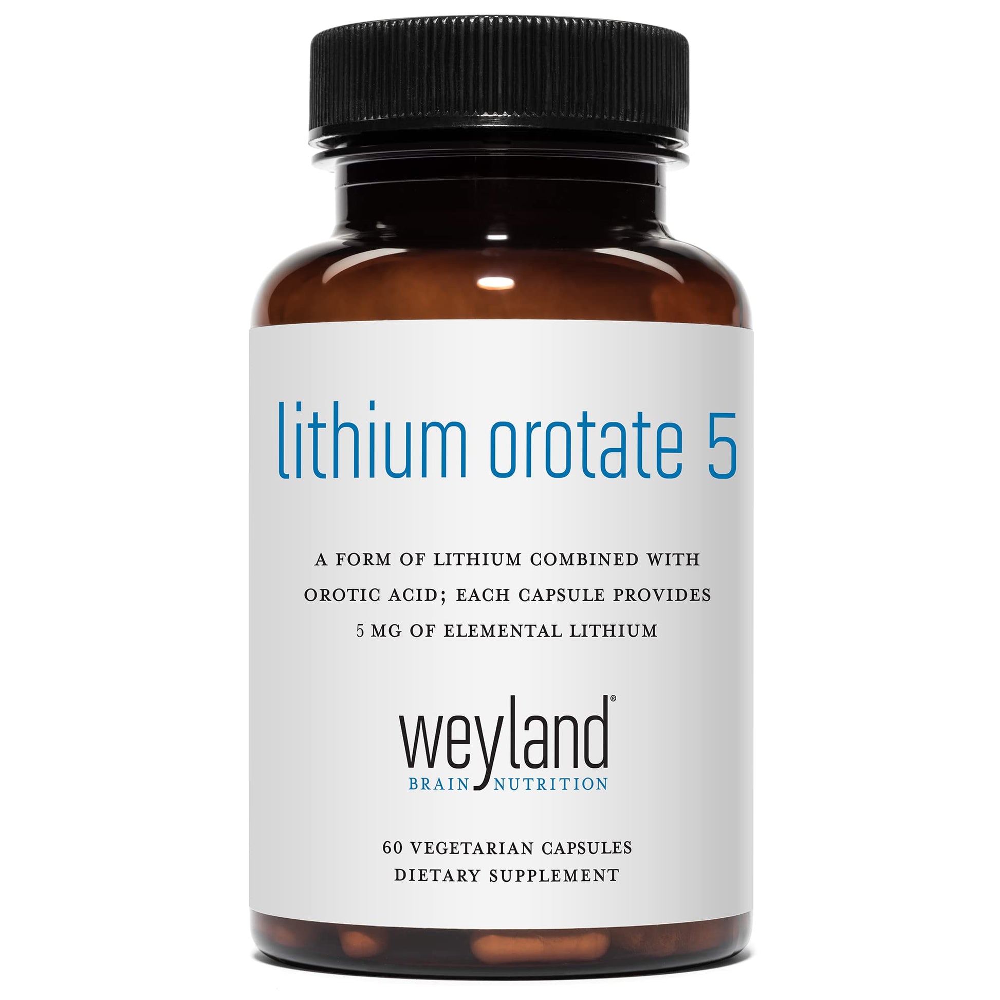 Lithium Orotate - 5mg of Elemental Lithium per Vegetarian Capsule Weyland Brain Nutrition uk supplements