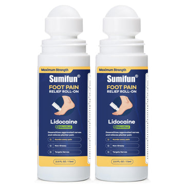 Sumifun Foot Pain Relief Lidocaine Roll-On - Maximum Strength OTC for Plantar Fasciitis & Heel Pain - Fast-Drying, Non-Greasy Formula, 2.5 Fl Oz * 2 Sumifun uk supplements