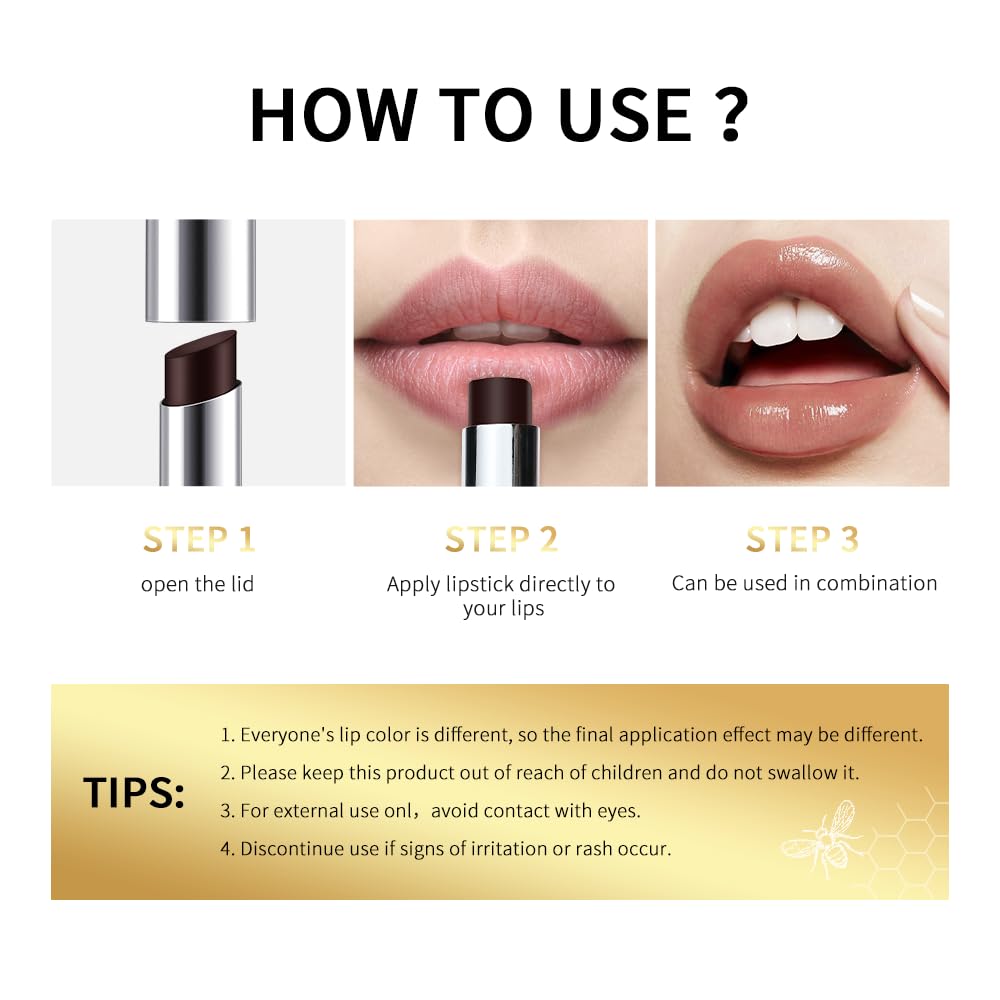 Honey Lipstick Tinted Lip Balm - Sheer Hydrating Lipstick for All Skin Tones - Moisturizing Lip Color, Nourishing Lip Balm with a Hint of Natural Black Cherry Tint BAISEN DIARY uk supplements