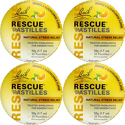 RESCUE Bach PASTILLES, Orange and Elderflower Flavor, Natural Stress RESCUE uk supplements