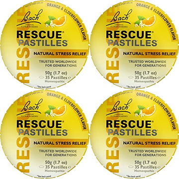 RESCUE Bach PASTILLES, Orange and Elderflower Flavor, Natural Stress RESCUE uk supplements