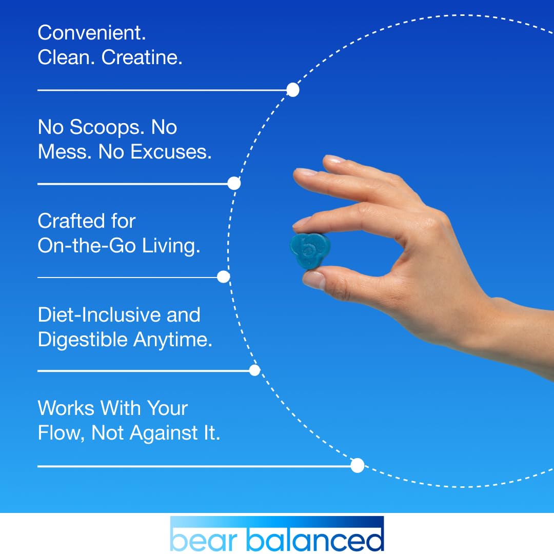 Bear Balanced Creatine Gummies for Men & Women - Creapure® Creatine Monohydrate, L-Theanine, L-Tyrosine & B12 for Muscle Growth, Strength, Focus, Energy & Health Bear Balanced uk supplements