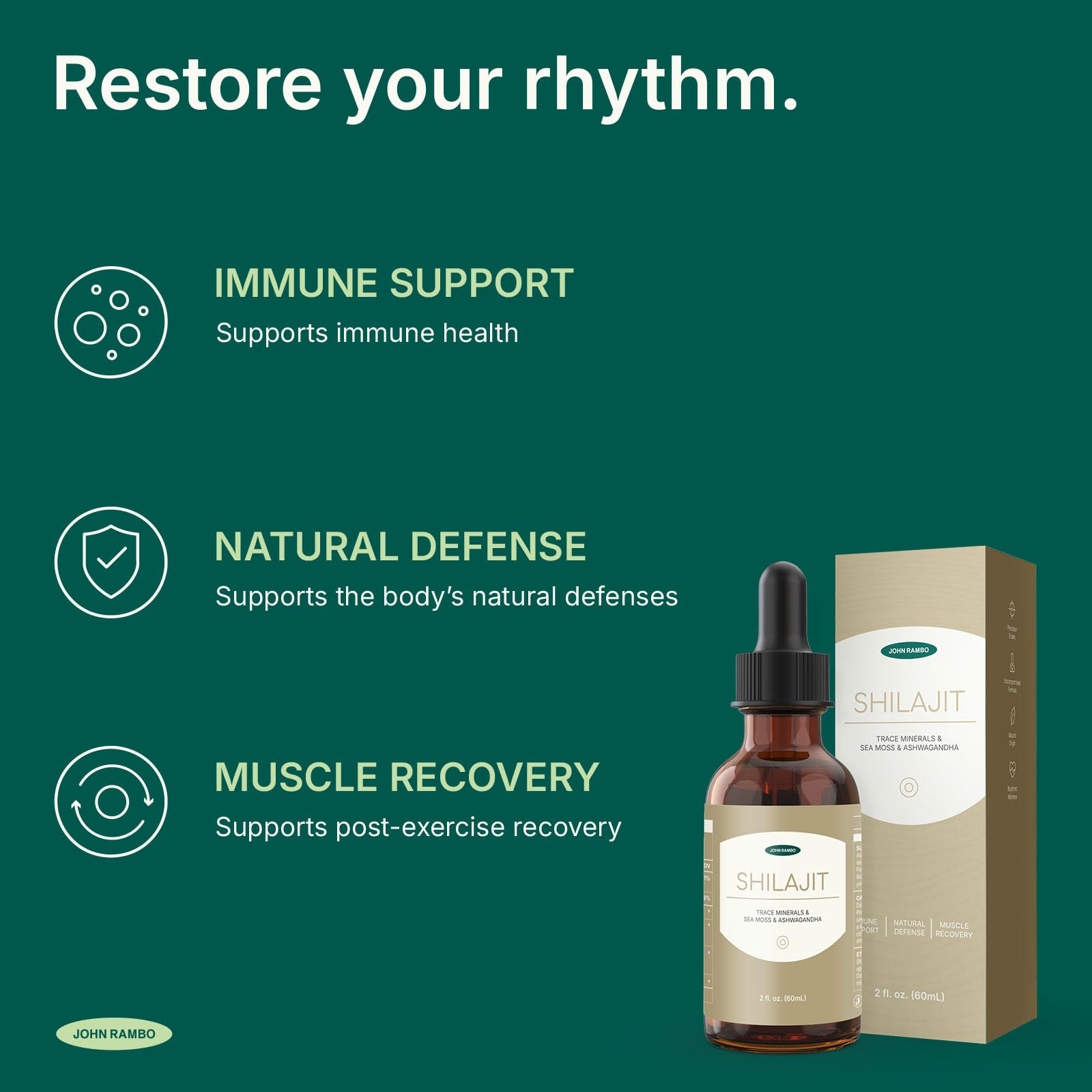 JOHN RAMBO Shilajit Liquid Drops with Sea Moss, Ashwagandha, Zinc, and Magnesium – Liquid Multimineral Supplement for Women and Men – Terra Mineral JOHN RAMBO uk supplements