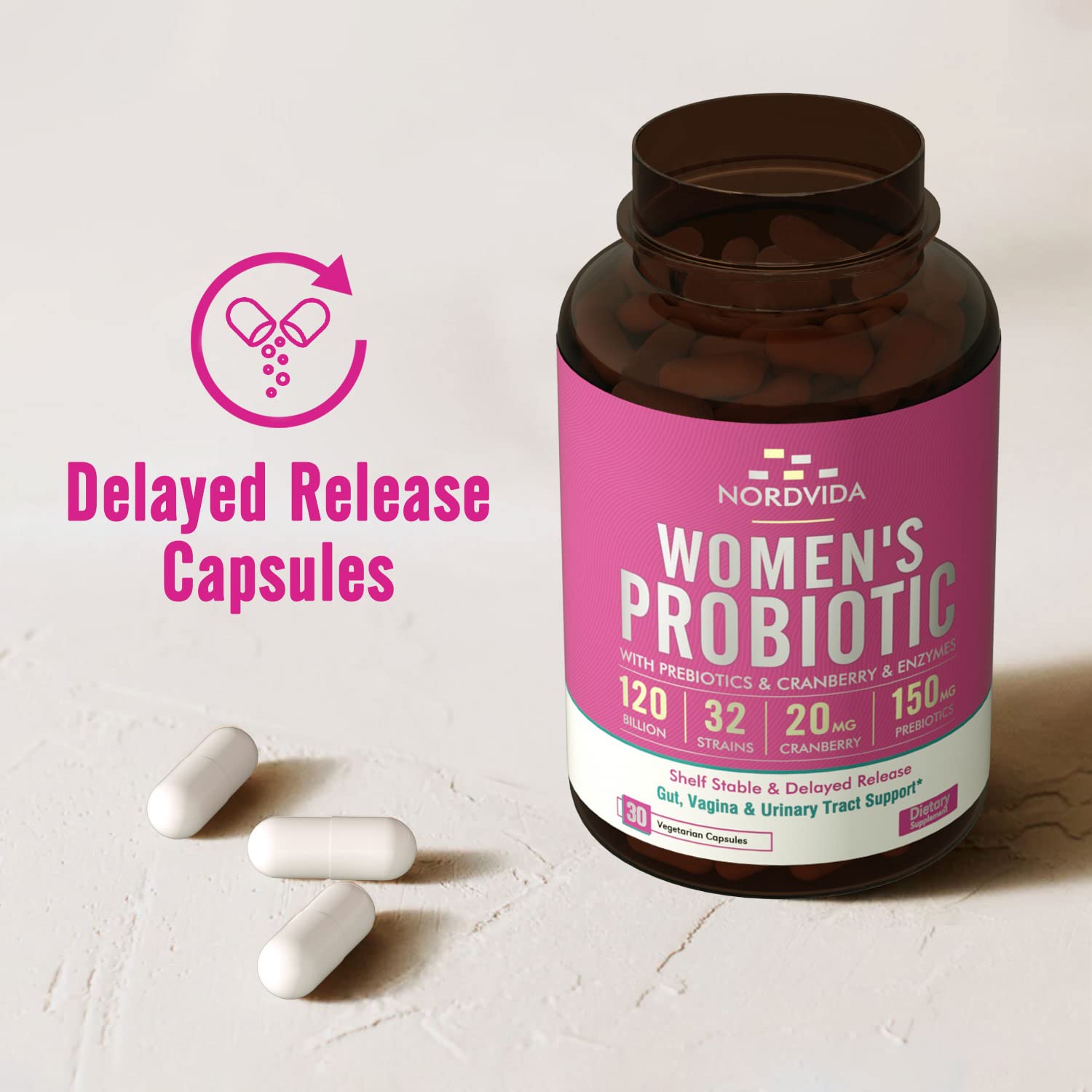 NordVida Women's Probiotic, 120 Billion & 32 Strains, Shelf Stable Probiotic for Gut Nordvida uk supplements
