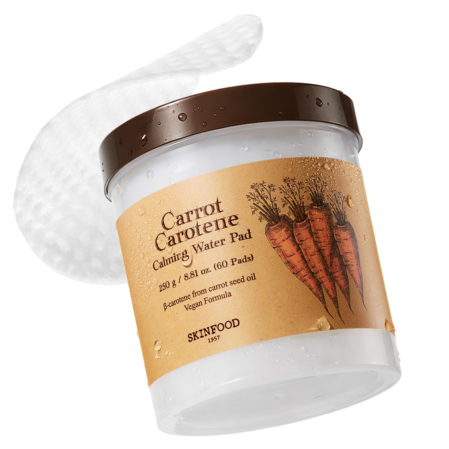 SKINFOOD Carrot Carotene Toner Pads, Hydrating & Soothing for Dry Skin, Instant Cooling, After Sun & Heat Care, Cotton Facial Toner Pads, Korean Skincare for Face (60 Counts) SKINFOOD 1957 uk supplements