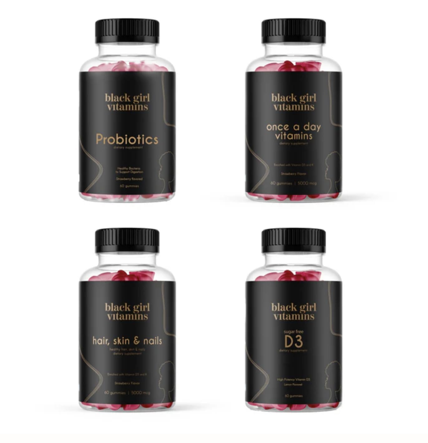 Black Girl Vitamins Complete Wellness Essentials - 30-Day Bundle with D3 Gummies, Probiotics, Hair-Skin-Nails + Sea Moss - 8 Key Nutrients for Immune, Skin & Energy Support Black Girl Vitamins uk supplements