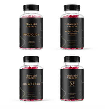 Black Girl Vitamins Complete Wellness Essentials - 30-Day Bundle with D3 Gummies, Probiotics, Hair-Skin-Nails + Sea Moss - 8 Key Nutrients for Immune, Skin & Energy Support Black Girl Vitamins uk supplements