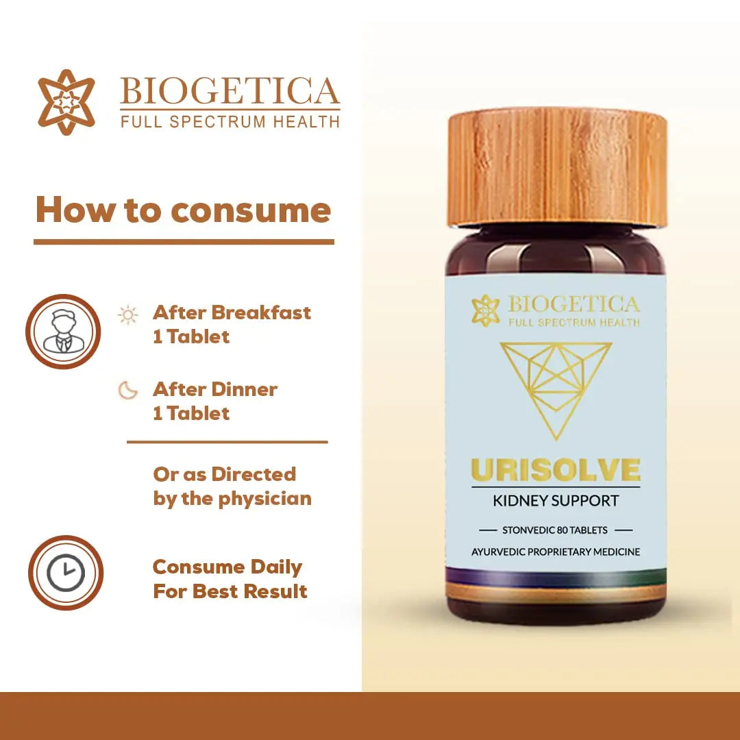Biogetica Urisolve Kidney Care Herbal Supplement with Asparagus Racemosus & Terminalia Chebula for Optimal Urinary System Support - Non-GMO - 100% Vegan Ayurveda Supplement - 80 Tablets Biogetica uk supplements