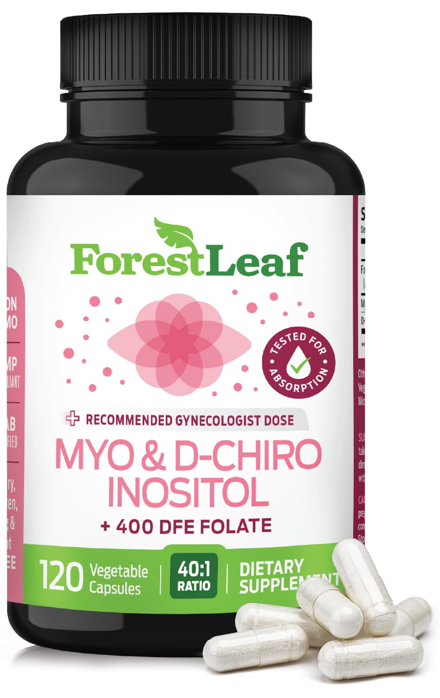Myo-Inositol & D-Chiro Inositol Supplement for Women's Health | Fertility Supplements Women | Inositol 40:1 Ratio Support Ovarian Function & Healthy Hormone Balance Women | 2050mg | 120 Powder Caps ForestLeaf uk supplements