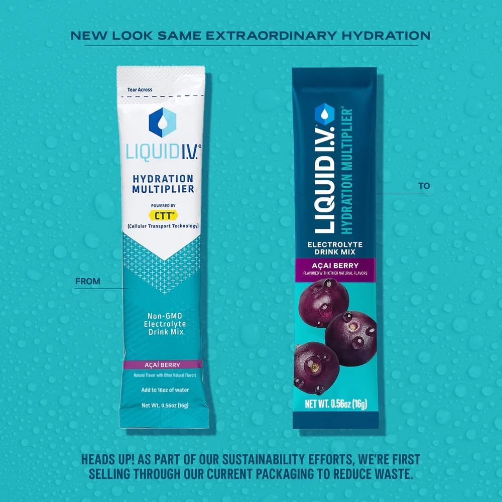 Liquid I.V.® Hydration Multiplier - Acai Berry | Electrolyte Powder Drink Mix | 3 Pack (48 Servings) Liquid I.V. uk supplements