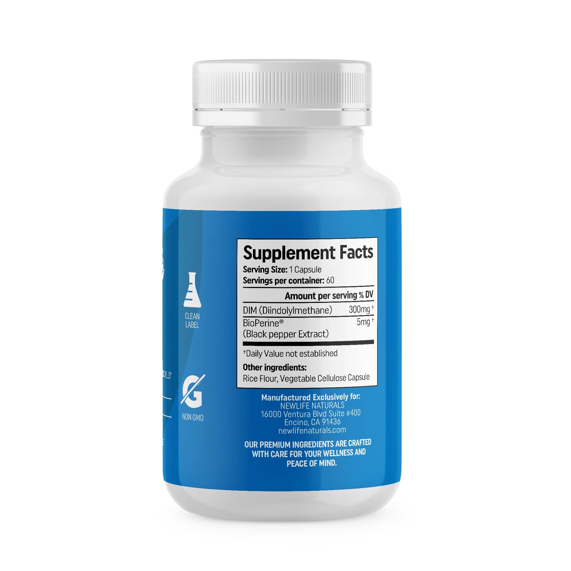 NewLife Naturals DIM Supplement 300mg for Women & Men - Hormonal Acne, Estrogen Balance Pills, Post Menopause Relief | Healthy Estrogen Level | Hormonal Balance - Bioperine | PCOS - 60 Day Supply NewLife Naturals uk supplements