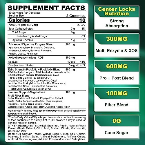 Sugar Free Digestive Enzymes Gummies 1000mg - Break Down Food Quickly - Chewable EnvyCure uk supplements