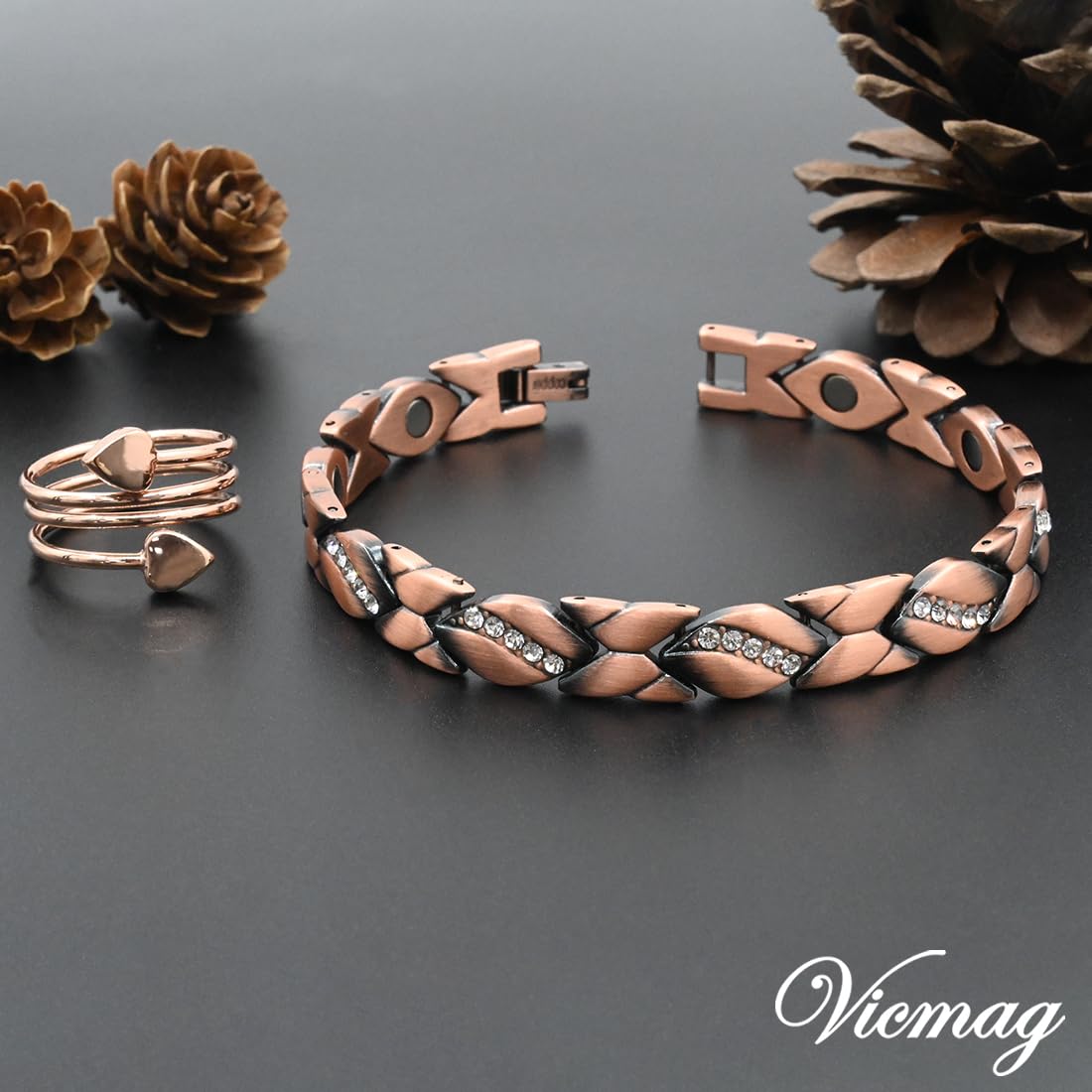 Vicmag Copper Bracelet for Women 99.9% Solid Pure Copper Valentine's Day Gift for Her with Adjustment Tool Vicmag uk supplements
