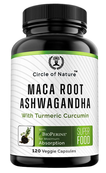 Maca Root 10,000 mg, Ashwagandha 6000mg Extract, Capsules for Men & Women CIRCLE OF NATURE uk supplements