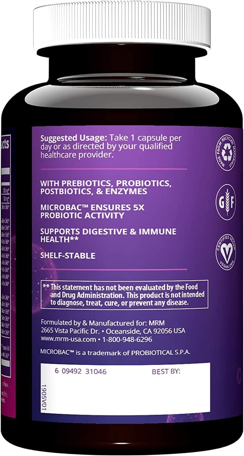 MRM Nutrition Daily Probiotics - Supports Intestinal, GI, & Immune Health for Women & Men, Prebiotic, Probiotic, & Postbiotic Supplement, 5 Billion Cells & 16 Different Strains, Vegan - 30 Servings MRM uk supplements