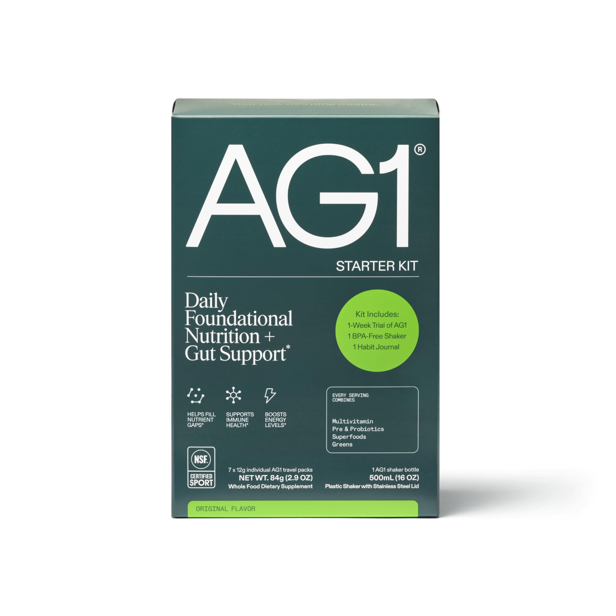 AG1 Athletic Greens 7-Day Starter Kit – All-in-One Greens Powder with Multivitamin, Probiotics, Superfoods – Includes 7 Travel Packs, BPA-Free Shaker & Habit-Building Journal AG1 uk supplements